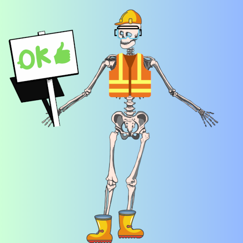 The safety skeleton with the GO sign.